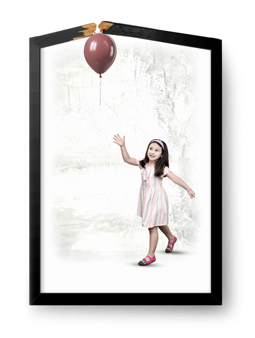 Quadro personalizado: menina soltando balão